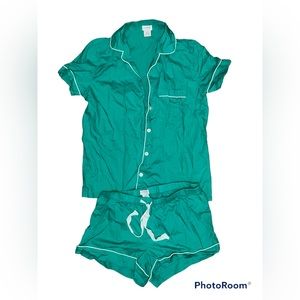 JCrew Pajama Short Set Green Size S